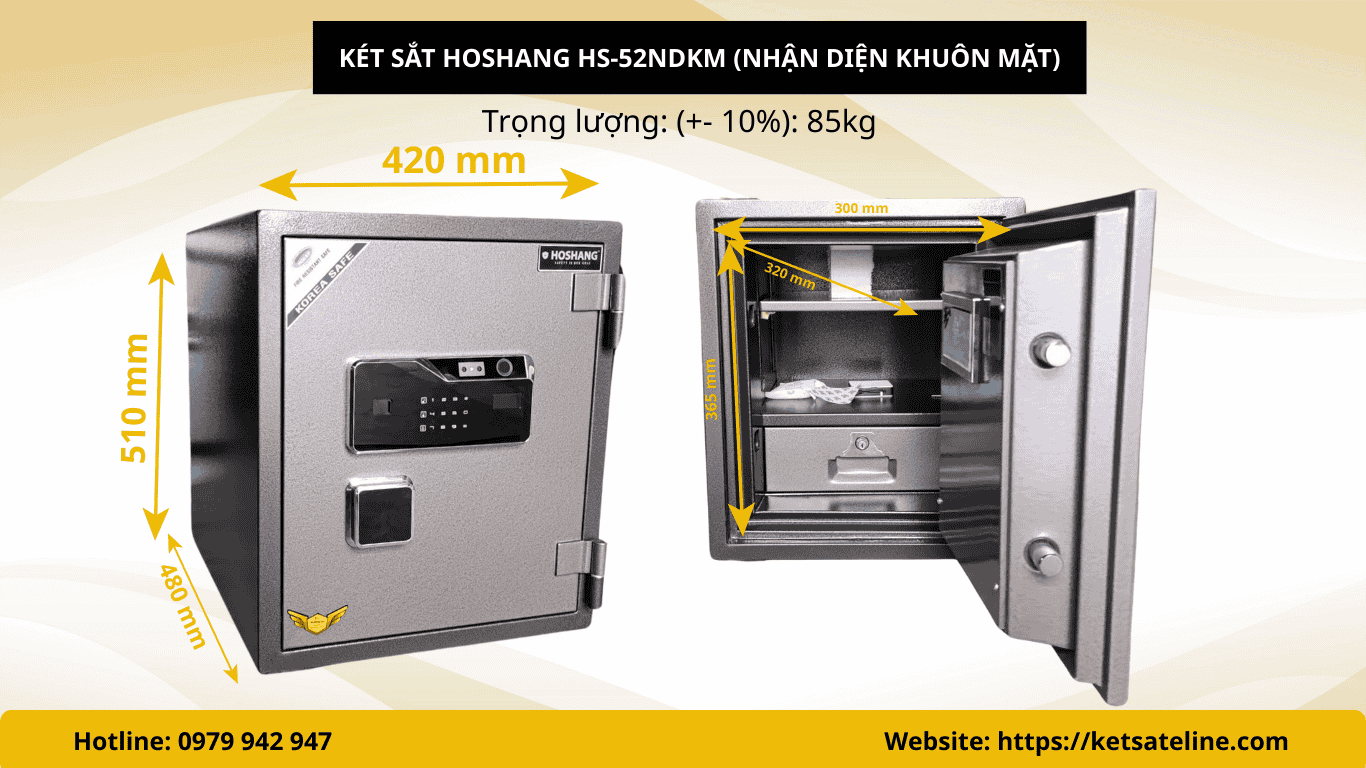 Két sắt chống cháy HOSHANG HS-52NDKM (khóa cảm biến)