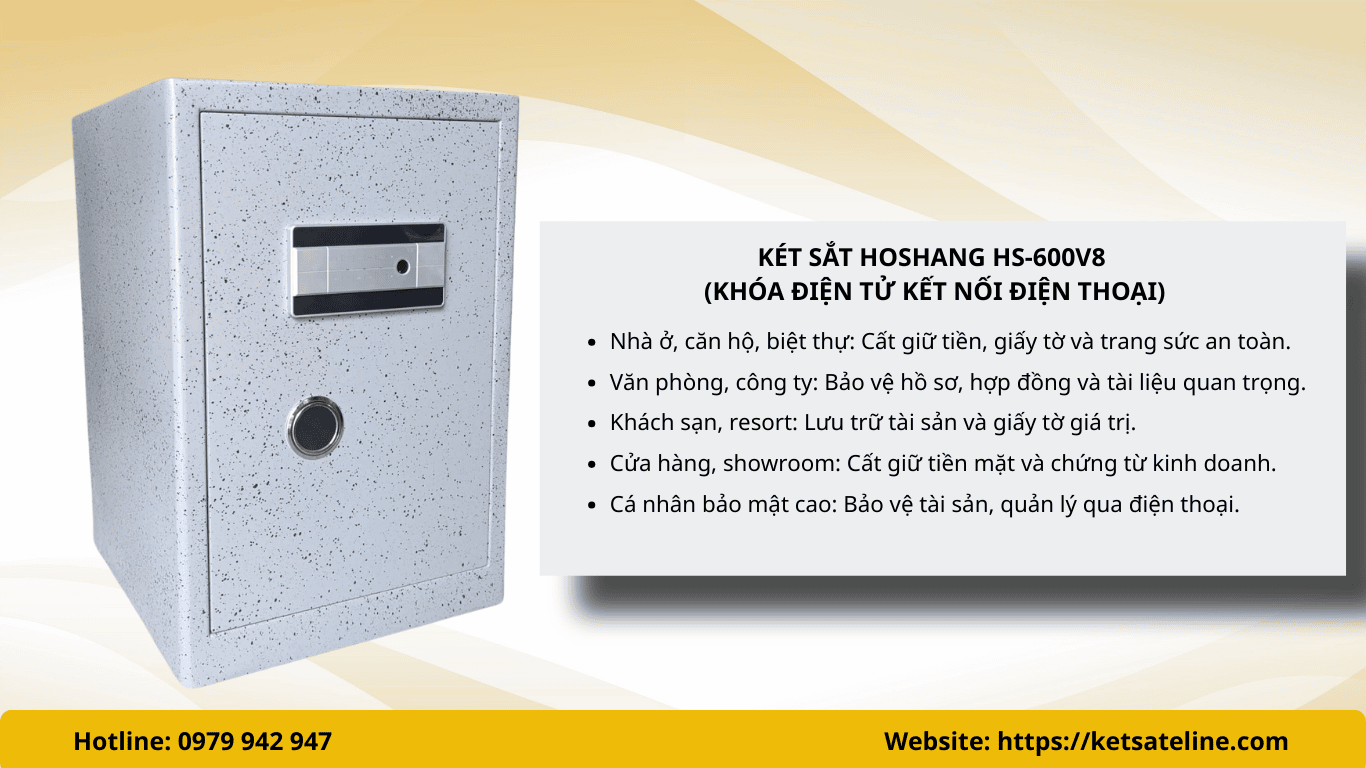 Két sắt HOSHANG HS-600V8 (khóa điện tử kết nối điện thoại) 