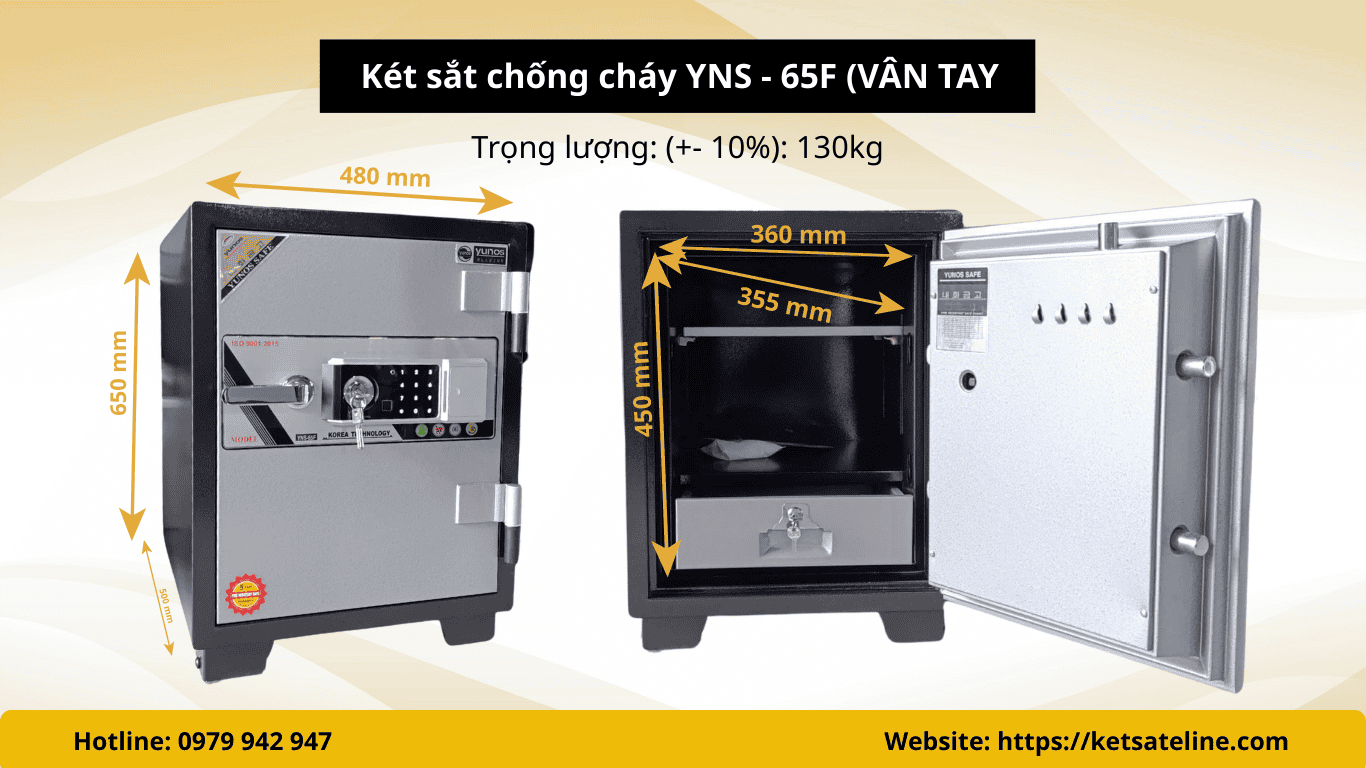 Két sắt chống cháy YUNOS YNS – 65F khóa vân tay