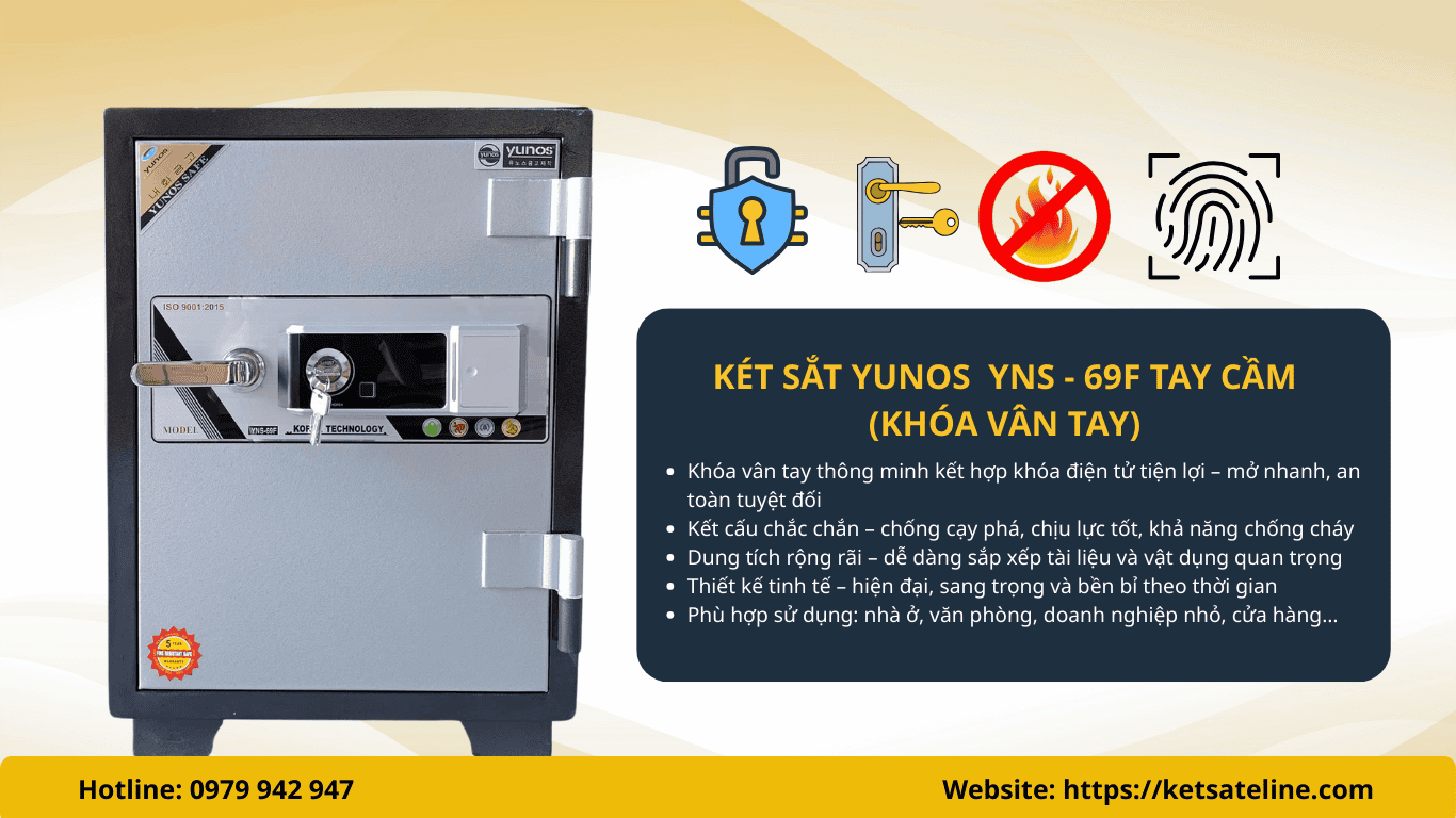 Két sắt chống cháy YUNOS YNS - 69F (KHÓA VÂN TAY) có tay cầm