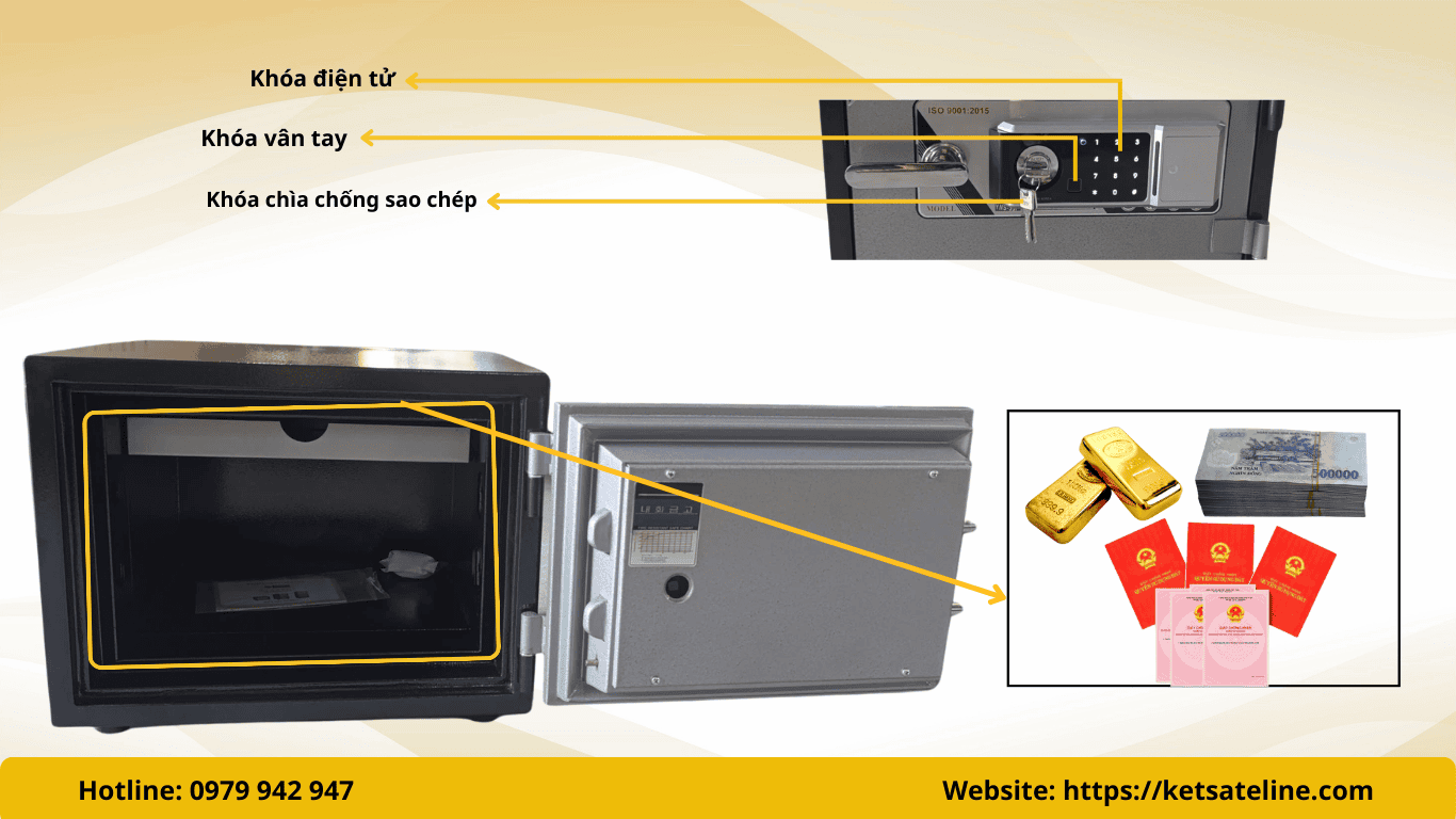 Két sắt chống cháy YUNOS YNS-35F khóa vân tay