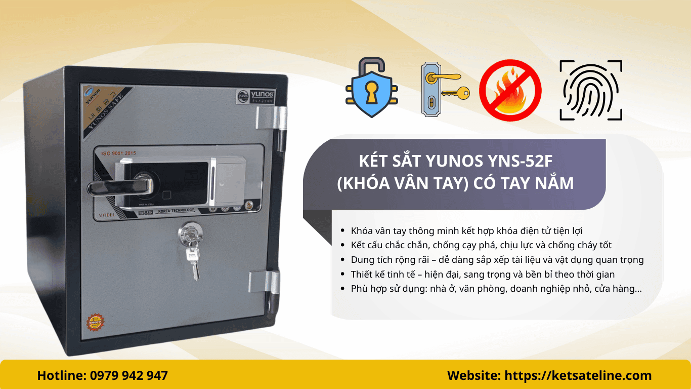 Két sắt chống cháy YUNOS YNS-52F (khóa vân tay) có tay nắm