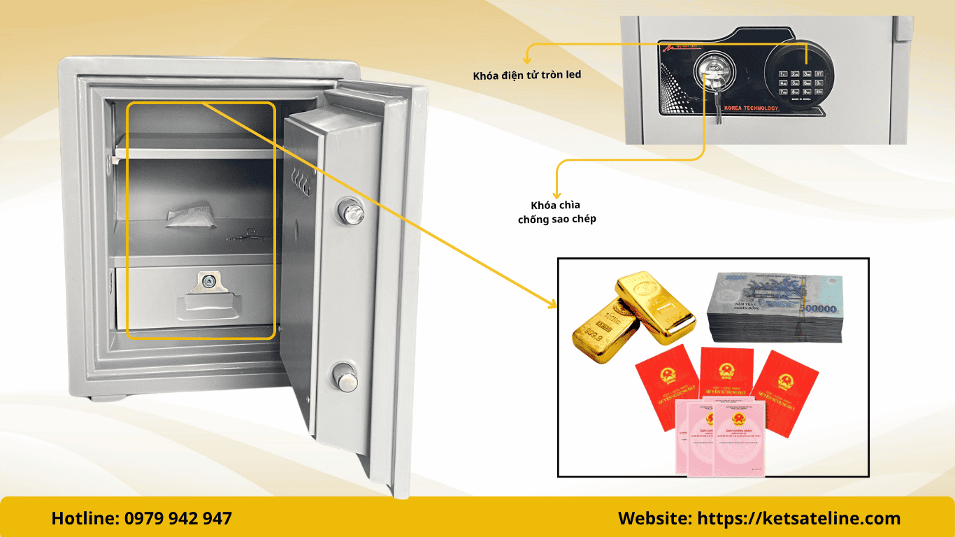 Két sắt Hoshang HS-52E (khóa điện tử tròn led, bản lề dày)