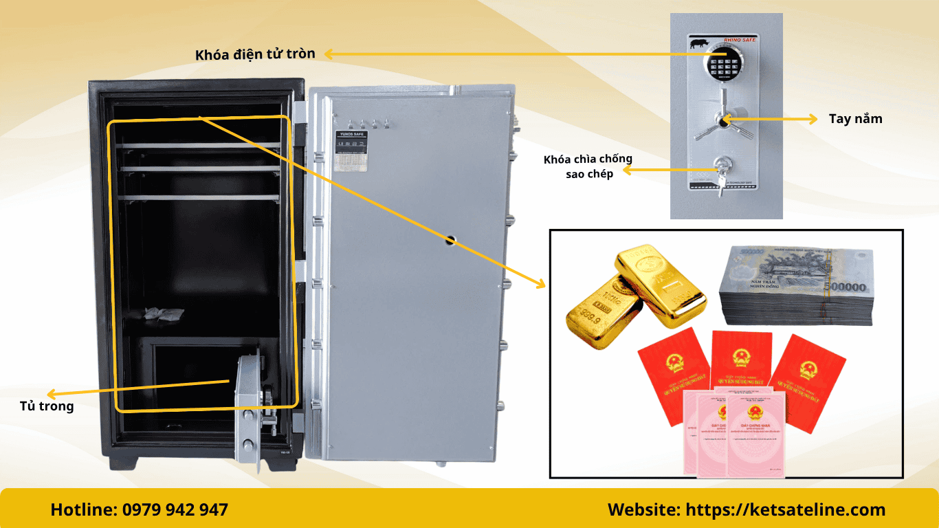 Két sắt chịu lực Yunos YNXD-120EE (có tủ trong) khóa điện tử