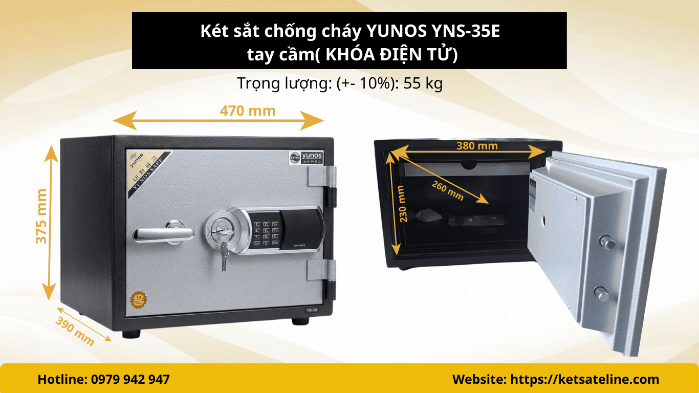 KÉT SẮT CHỐNG CHÁY YUNOS YNS-35E TAY CẦM (KHÓA ĐIỆN TỬ)