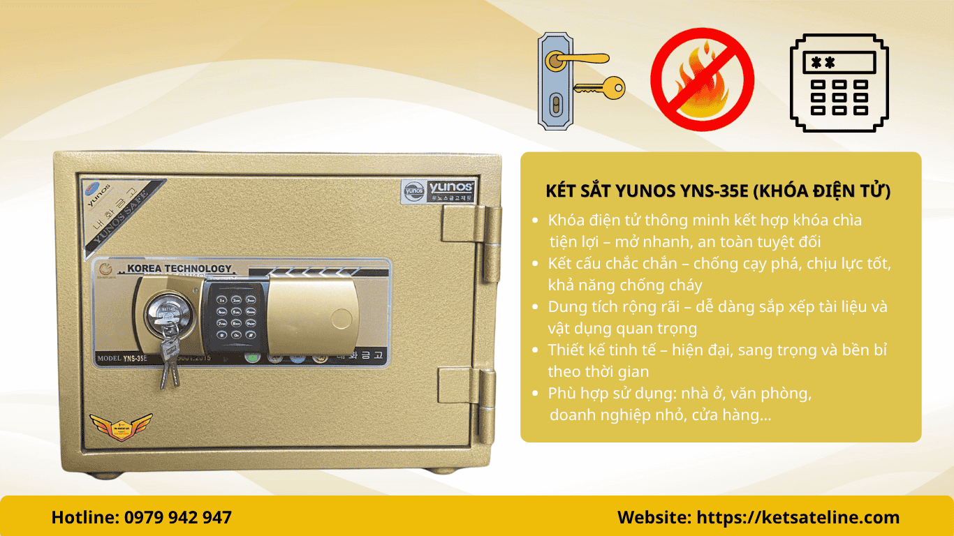 Két sắt chống cháy Yunos YNS-35E (khóa điện tử)