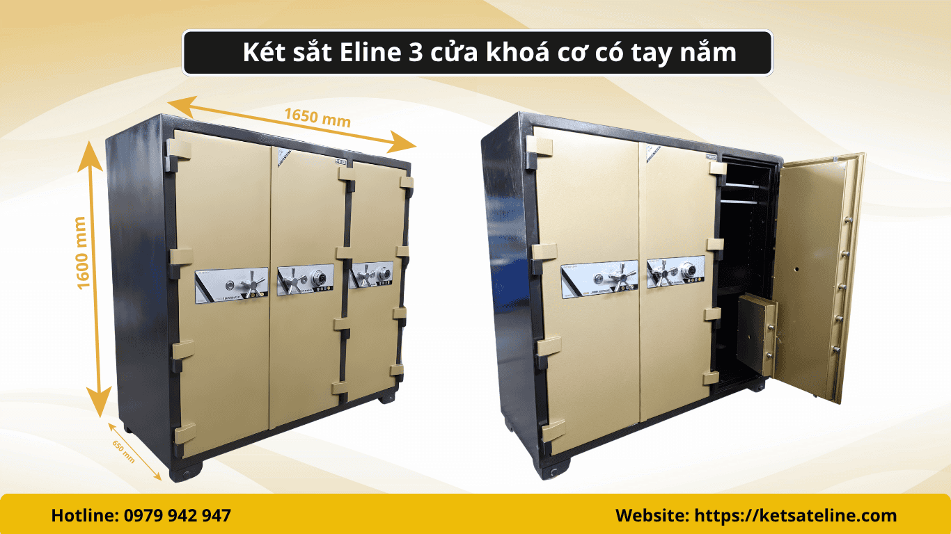  Két sắt Eline 3 cửa khoá cơ