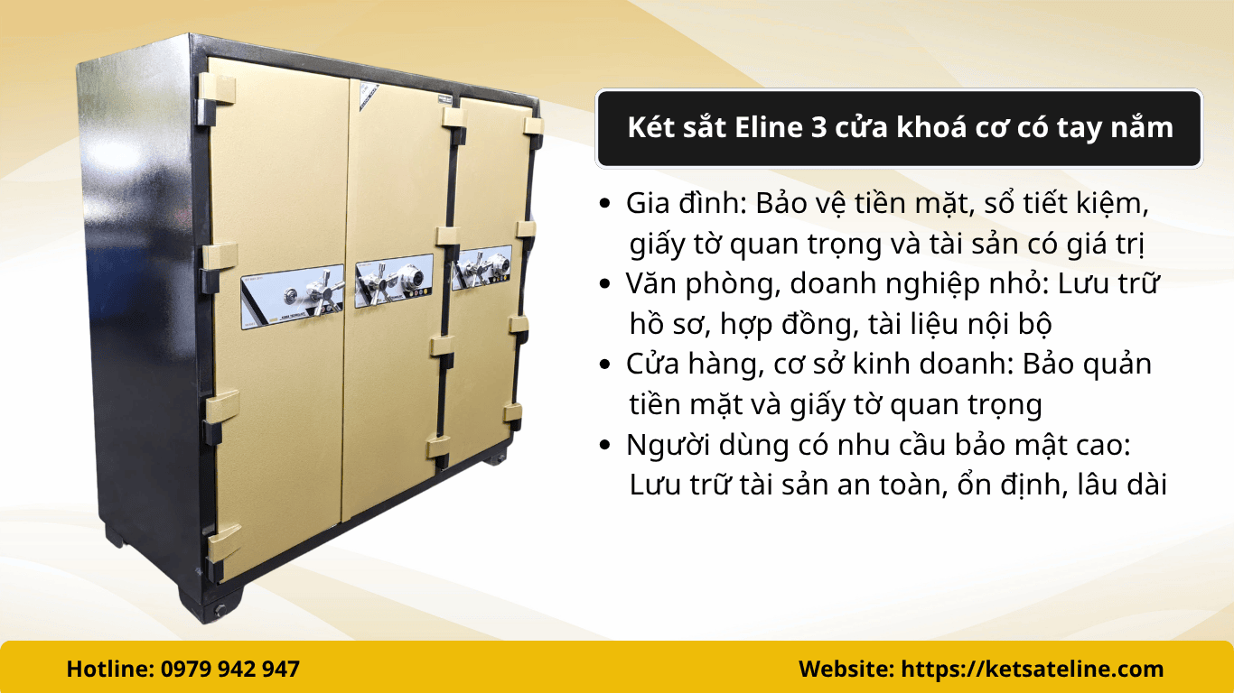  Két sắt Eline 3 cửa khoá cơ