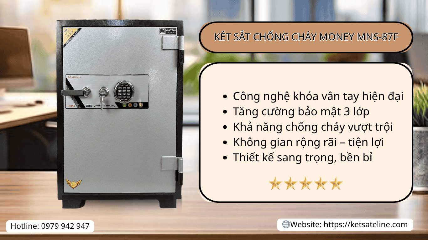 Két sắt chống cháy MONEY MNS-87F (Khóa vân tay)