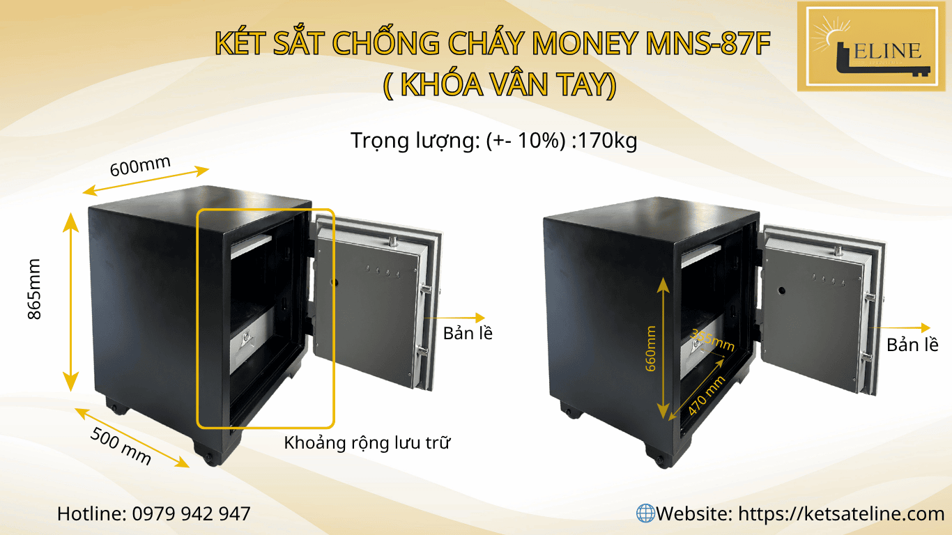 Két sắt chống cháy MONEY MNS-87F (Khóa vân tay)