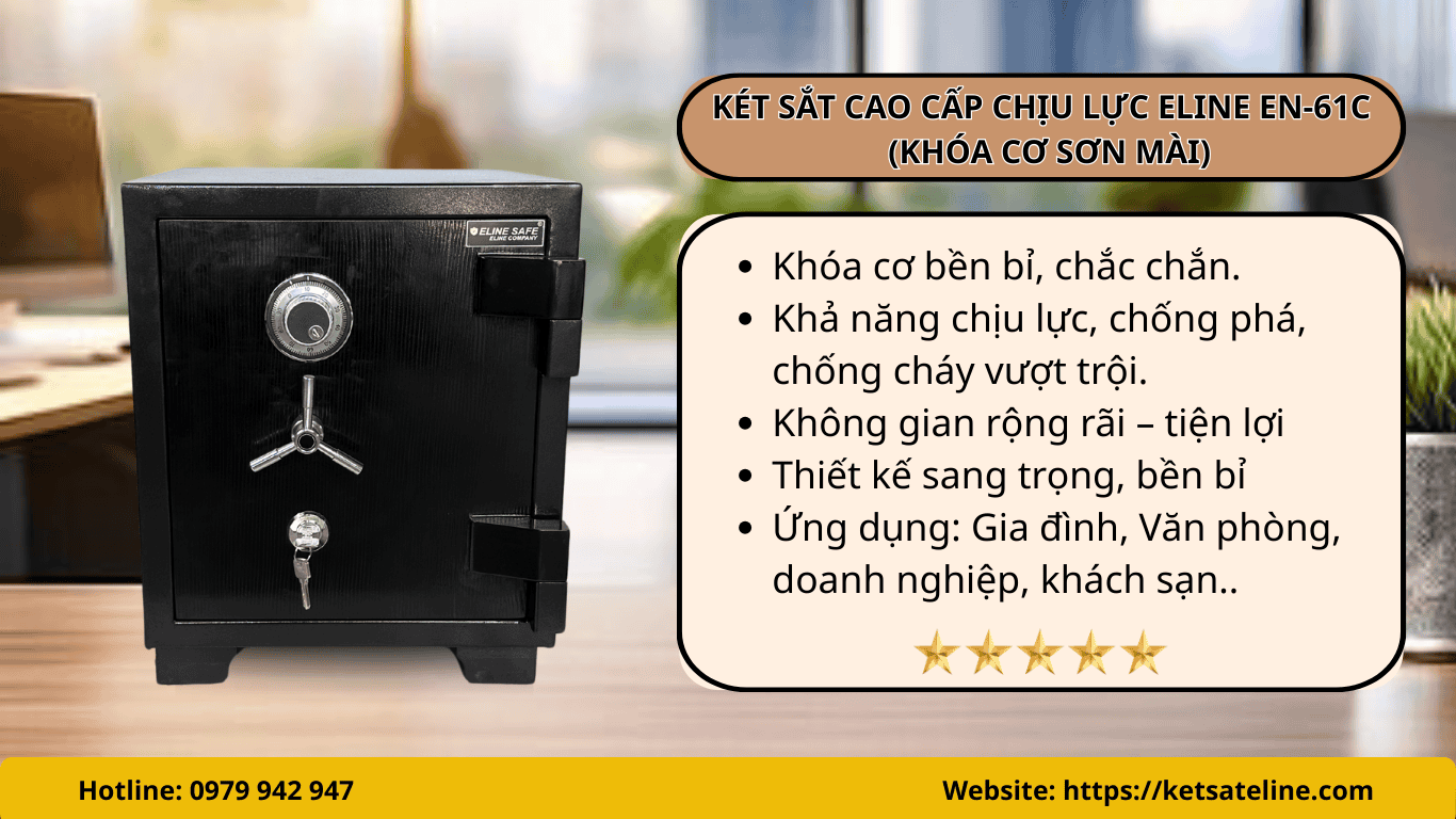 KÉT SẮT CAO CẤP CHỊU LỰC ELINE EN-61C   (KHÓA CƠ SƠN MÀI)sắt chịu lực Money MNX-100C (khóa cơ)