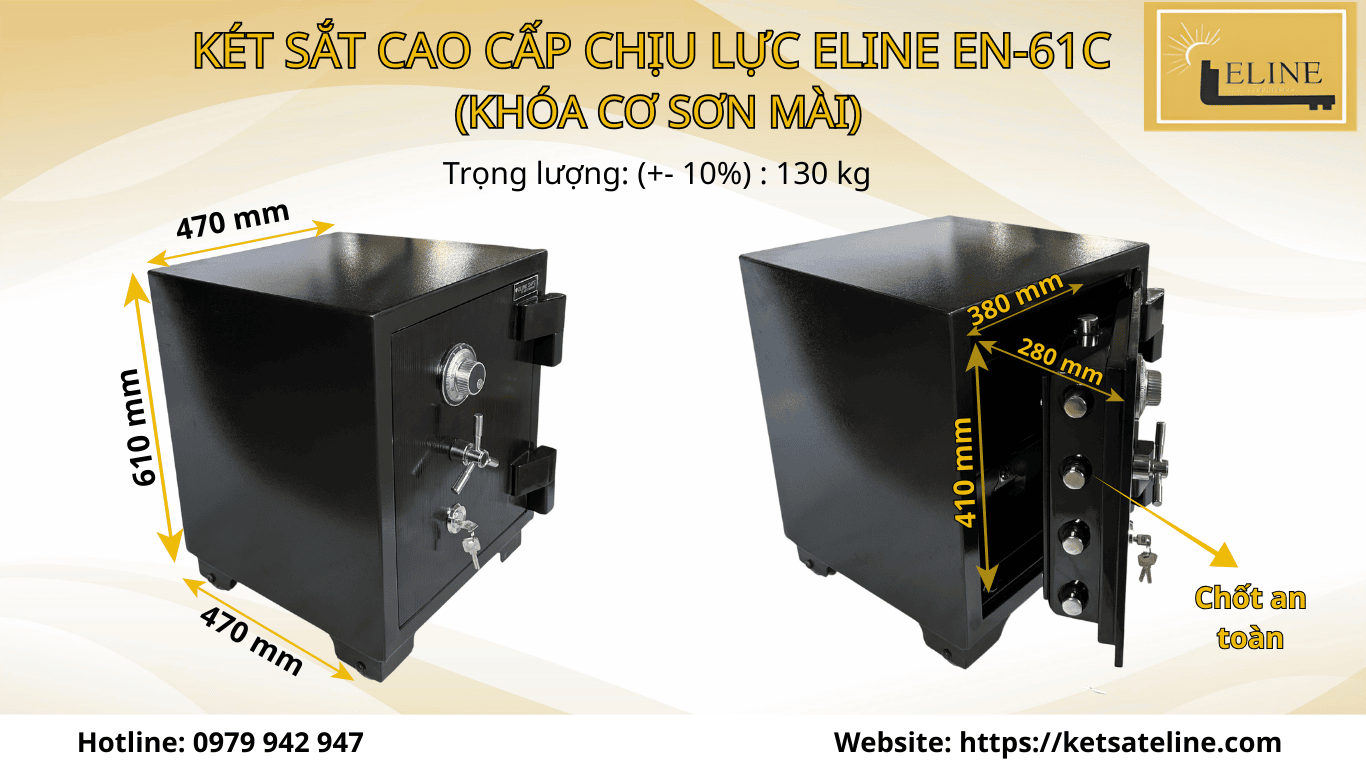 KÉT SẮT CAO CẤP CHỊU LỰC ELINE EN-61C   (KHÓA CƠ SƠN MÀI)sắt chịu lực Money MNX-100C (khóa cơ)