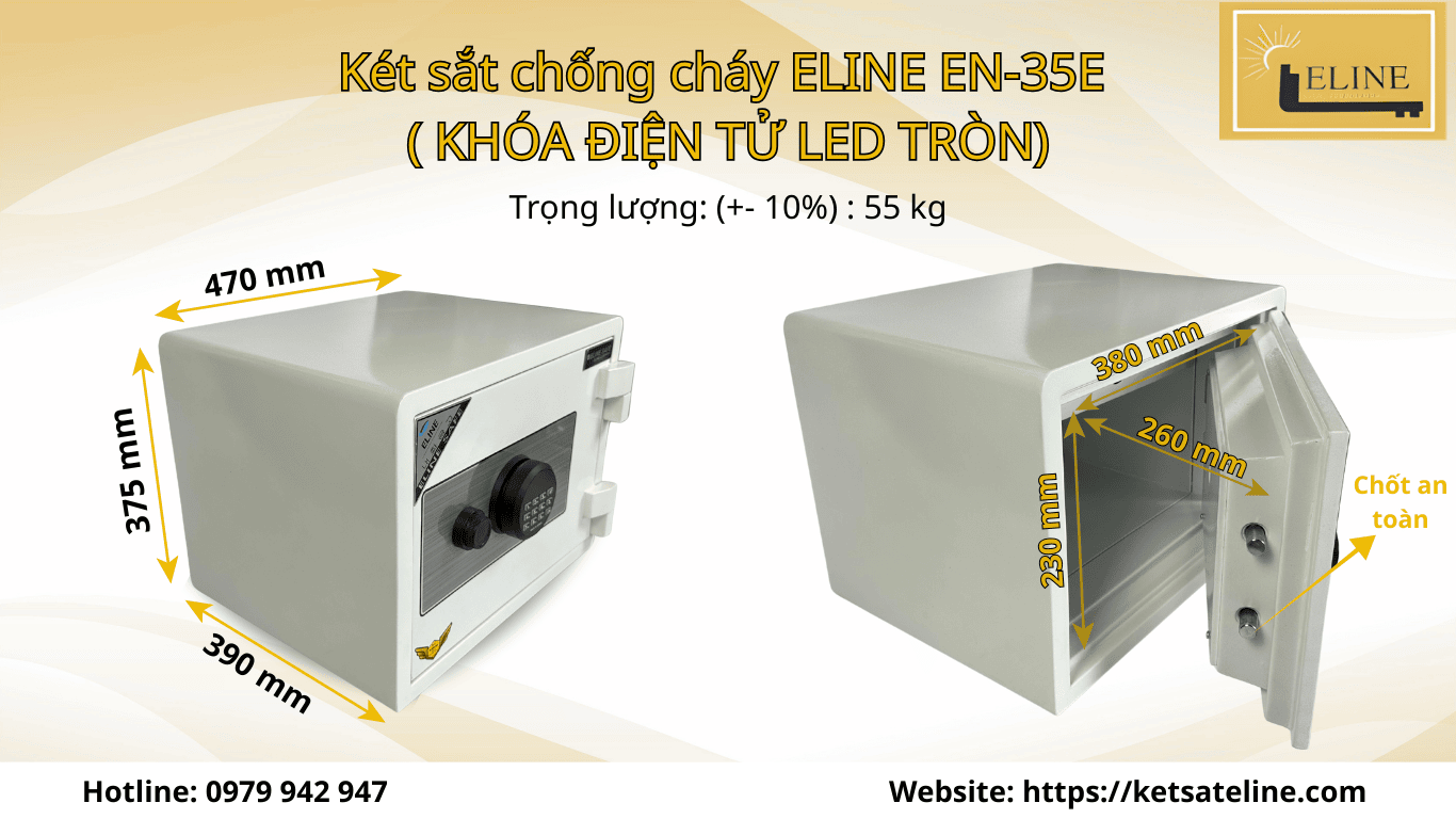 KÉT SẮT CHỐNG CHÁY ELINE EN-35E (KHÓA ĐIỆN TỬ LED TRÒN)