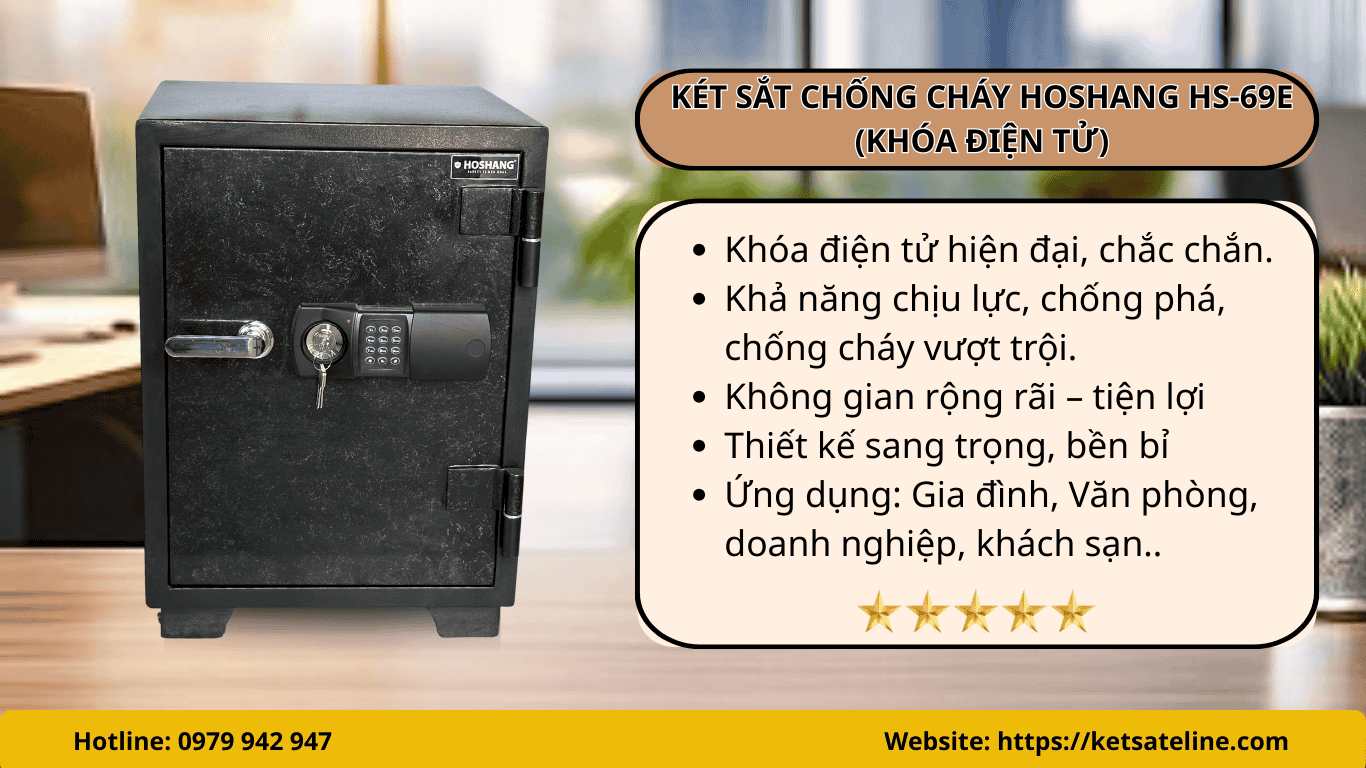KÉT SẮT CHỐNG CHÁY HOSHANG HS-69E (KHÓA ĐIỆN TỬ)