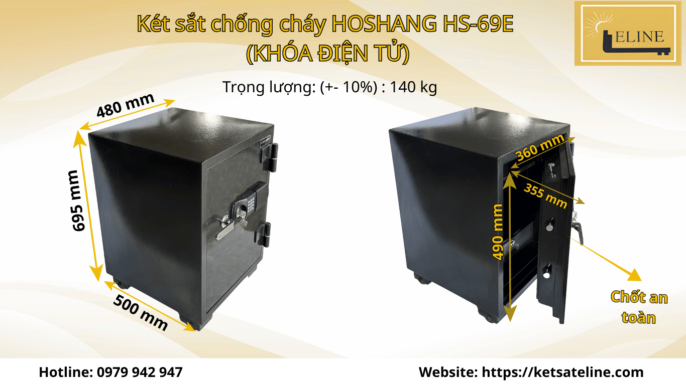 KÉT SẮT CHỐNG CHÁY HOSHANG HS-69E (KHÓA ĐIỆN TỬ)