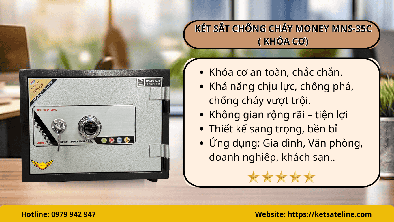 KÉT SẮT CHỐNG CHÁY MONEY MNS-35C (KHÓA CƠ)
