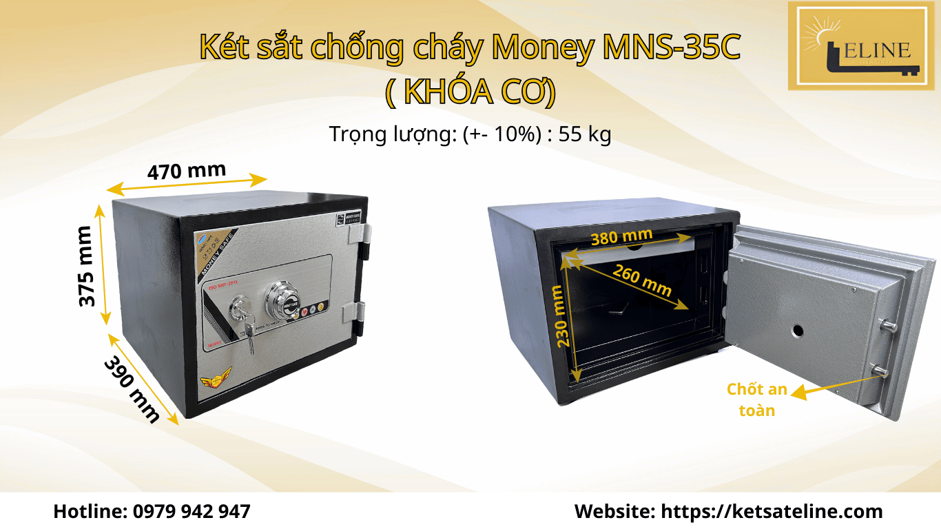 KÉT SẮT CHỐNG CHÁY MONEY MNS-35C (KHÓA CƠ)