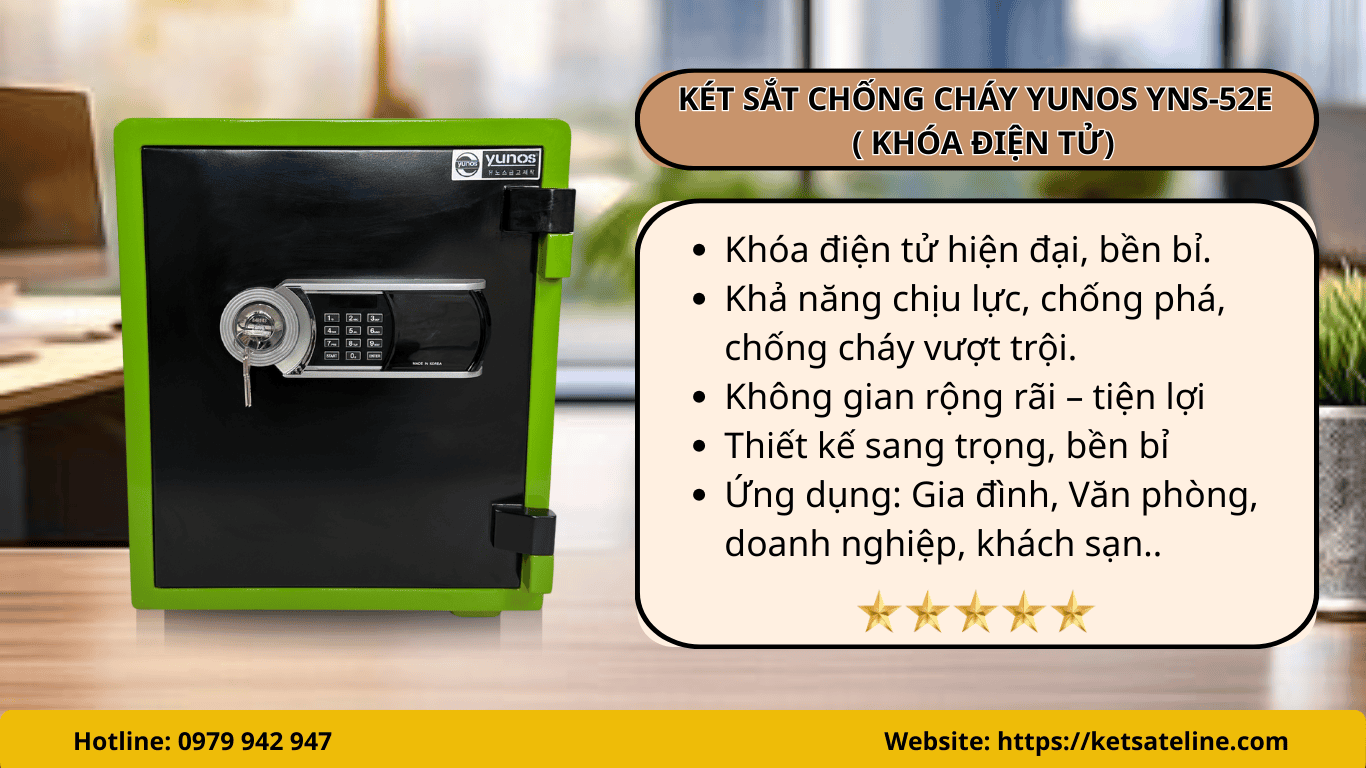 KÉT SẮT CHỐNG CHÁY YUNOS YNS-52E (KHÓA ĐIỆN TỬ)