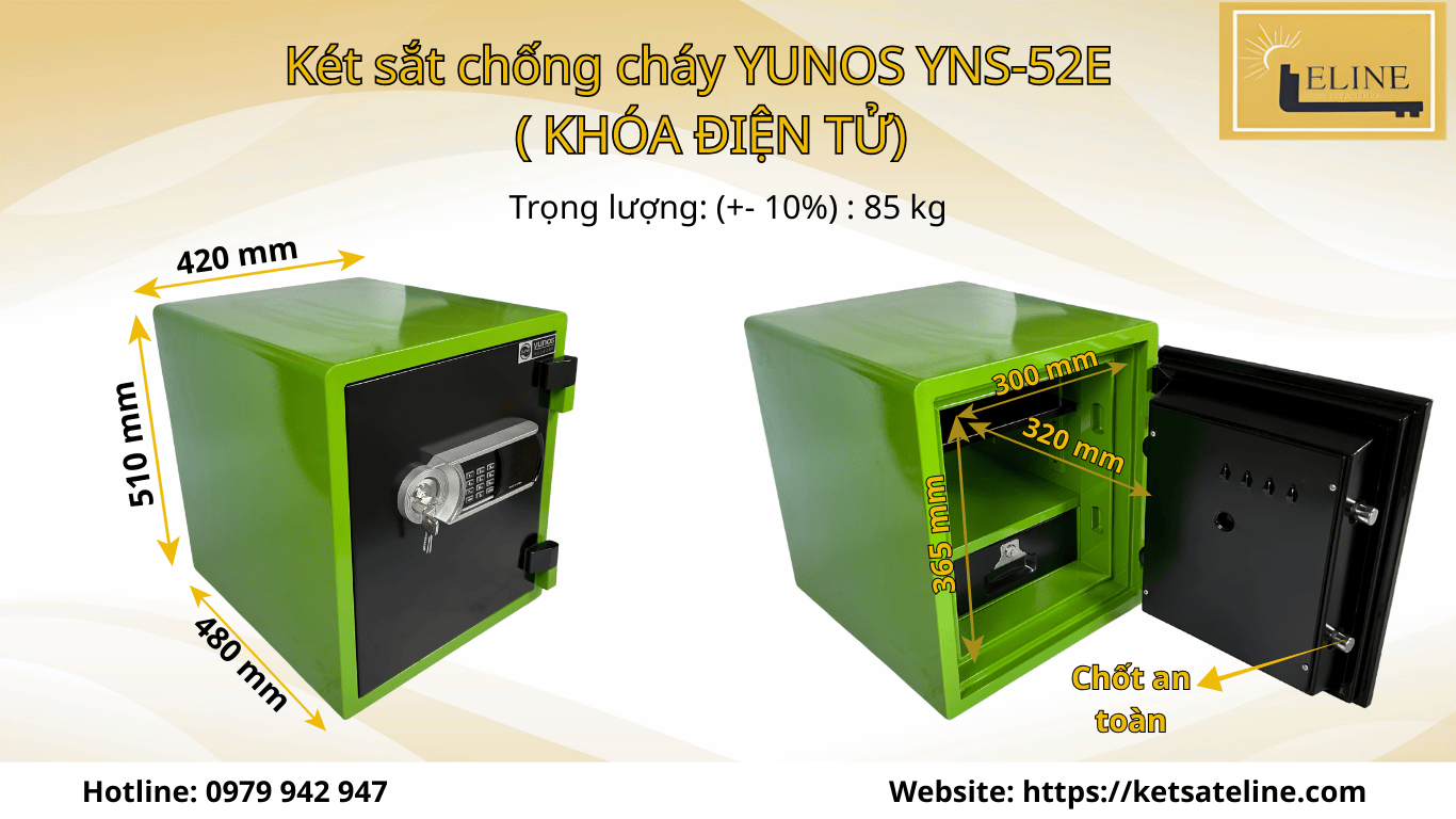 KÉT SẮT CHỐNG CHÁY YUNOS YNS-52E (KHÓA ĐIỆN TỬ)