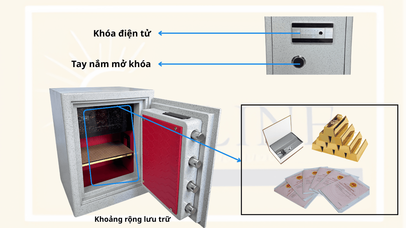 KÉT SẮT ELINE EN-500V8 (KHÓA ĐIỆN TỬ KẾT NỐI ĐIỆN THOẠI)