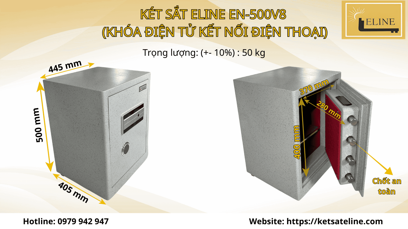KÉT SẮT ELINE EN-500V8 (KHÓA ĐIỆN TỬ KẾT NỐI ĐIỆN THOẠI)