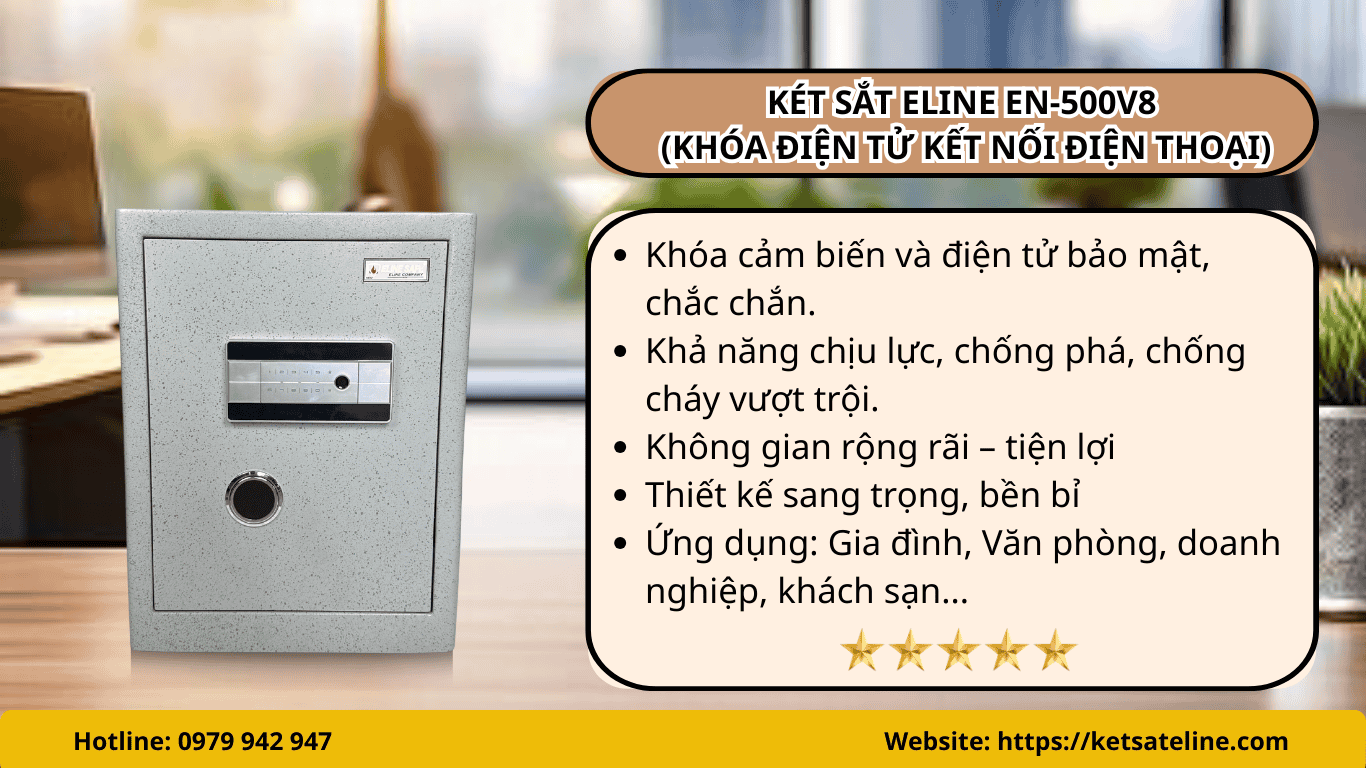 KÉT SẮT ELINE EN-500V8 (KHÓA ĐIỆN TỬ KẾT NỐI ĐIỆN THOẠI)
