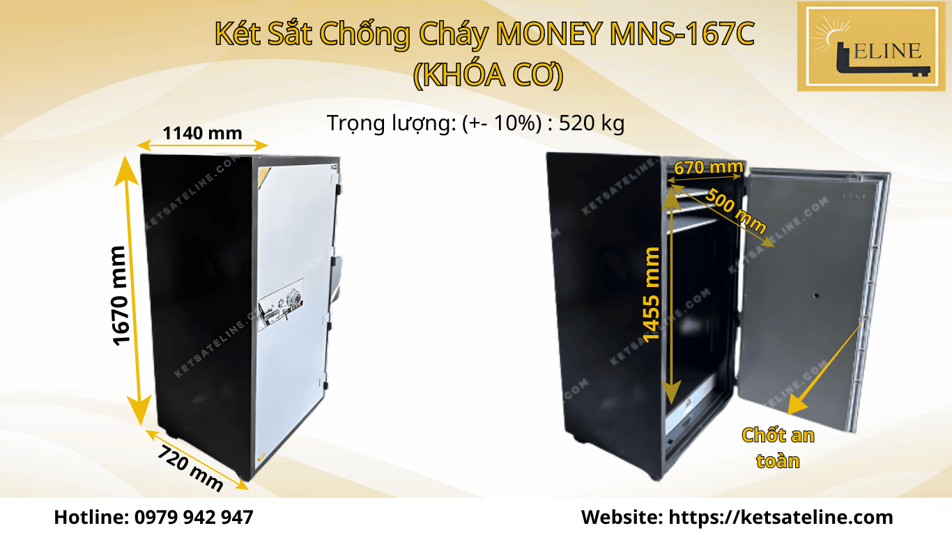 KÉT SẮT MONEY MNS-167C (KHÓA CƠ)