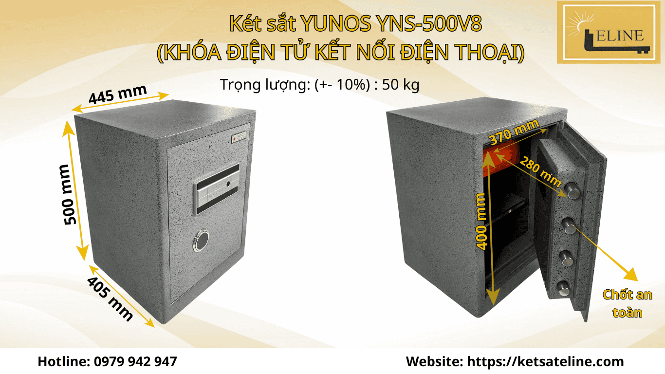 KÉT SẮT YUNOS YNS-500V8 (KHÓA ĐIỆN TỬ KẾT NỐI ĐIỆN THOẠI)