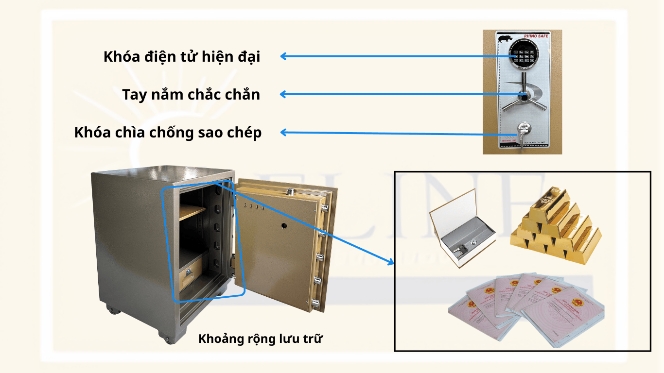 Két Sắt Chịu Lực ELINE ENX-76E  (Khóa Điện Tử Tròn - Led)