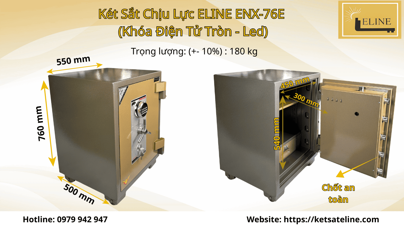 Két Sắt Chịu Lực ELINE ENX-76E  (Khóa Điện Tử Tròn - Led)