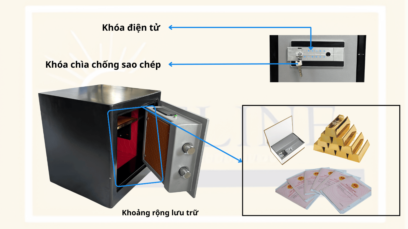 Két sắt YUNOS YNS-400V8 (Khóa Điện Tử Kết Nối Điện Thoại)