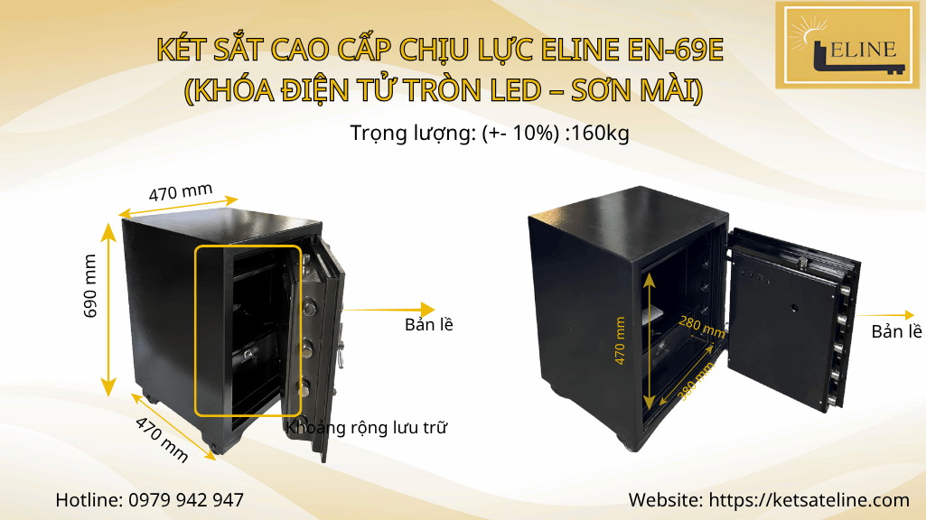 Két sắt cao cấp chịu lực Eline EN-69E (điện tử tròn-led)
