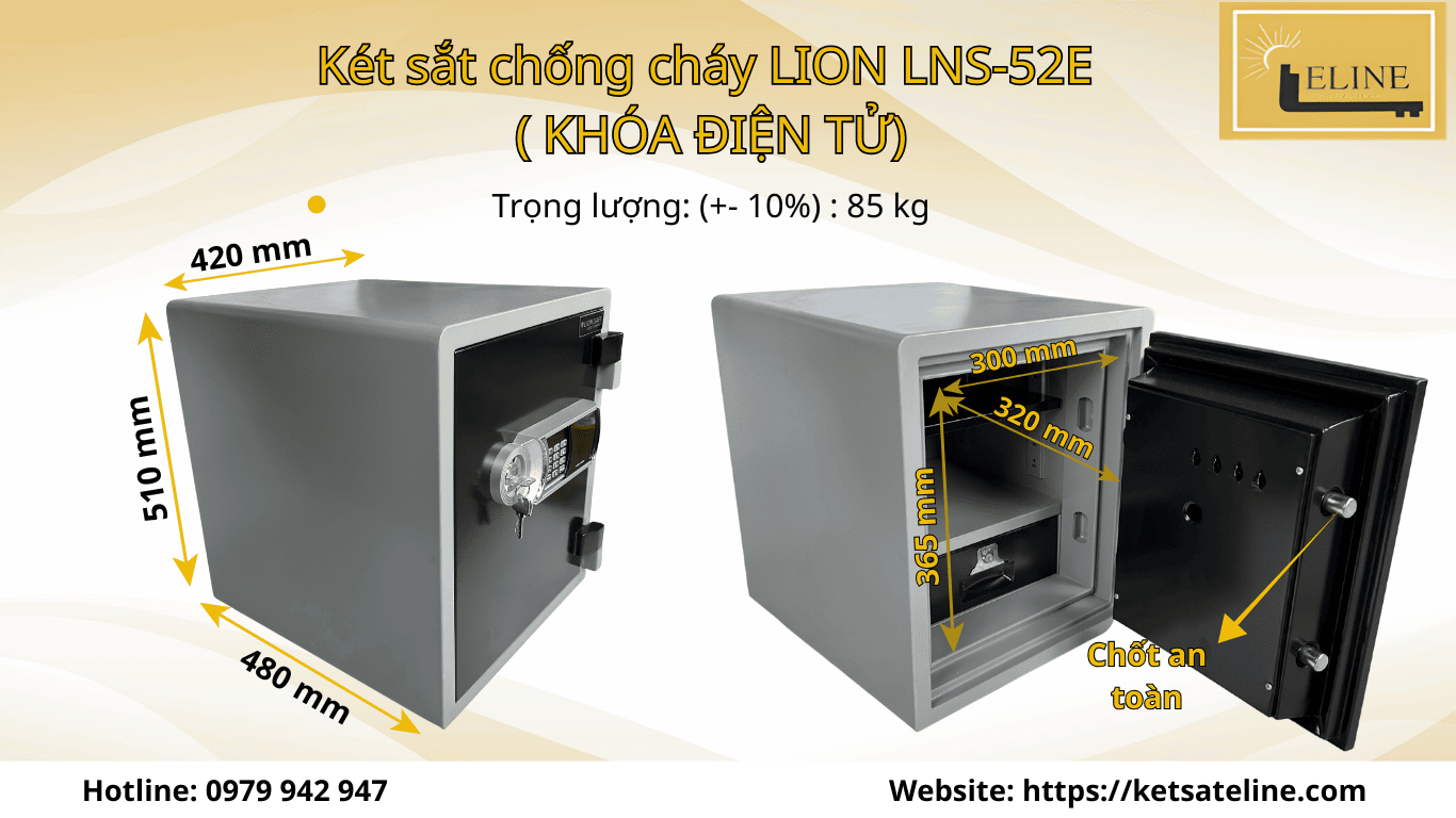 Két sắt chống cháy LION LNS-52E ( KHÓA ĐIỆN TỬ)