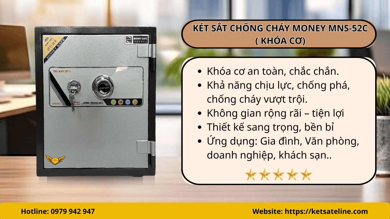 Két sắt chống cháy MONEY MNS-52C  ( KHÓA CƠ)