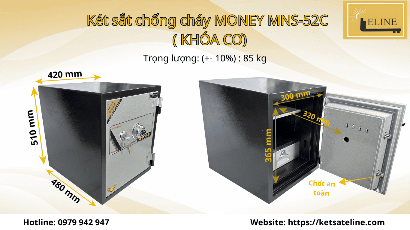 Két sắt chống cháy MONEY MNS-52C  ( KHÓA CƠ)
