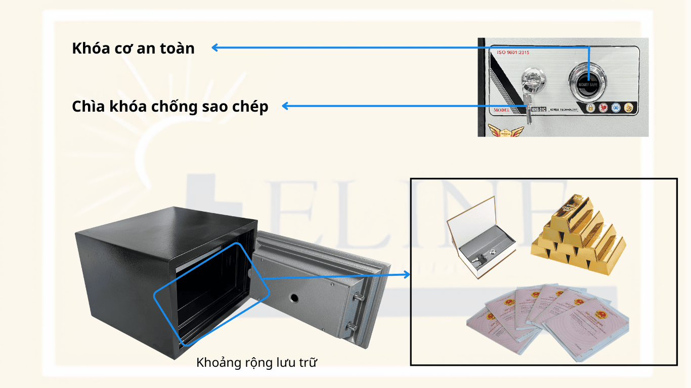 Két sắt chống cháy Money MNS-31C  (KHÓA CƠ)