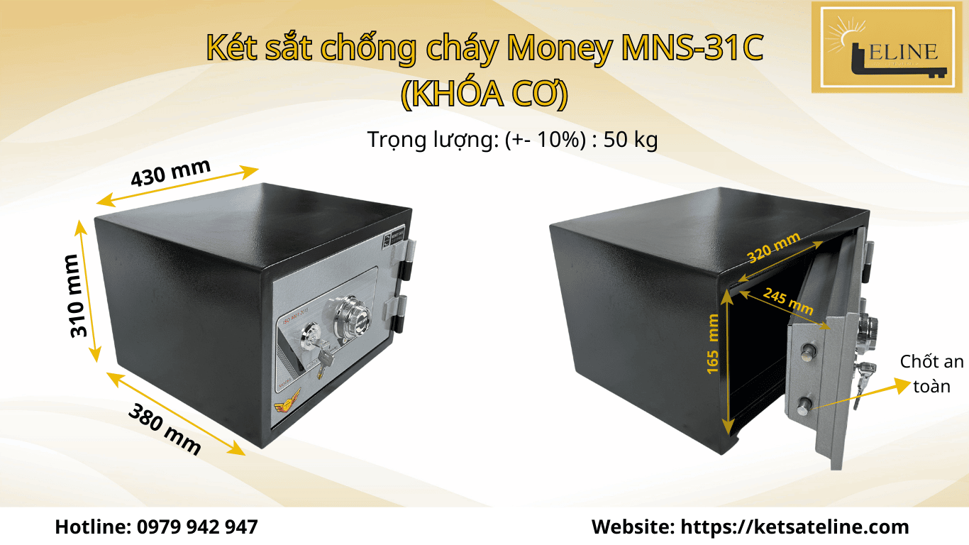 Két sắt chống cháy Money MNS-31C  (KHÓA CƠ)