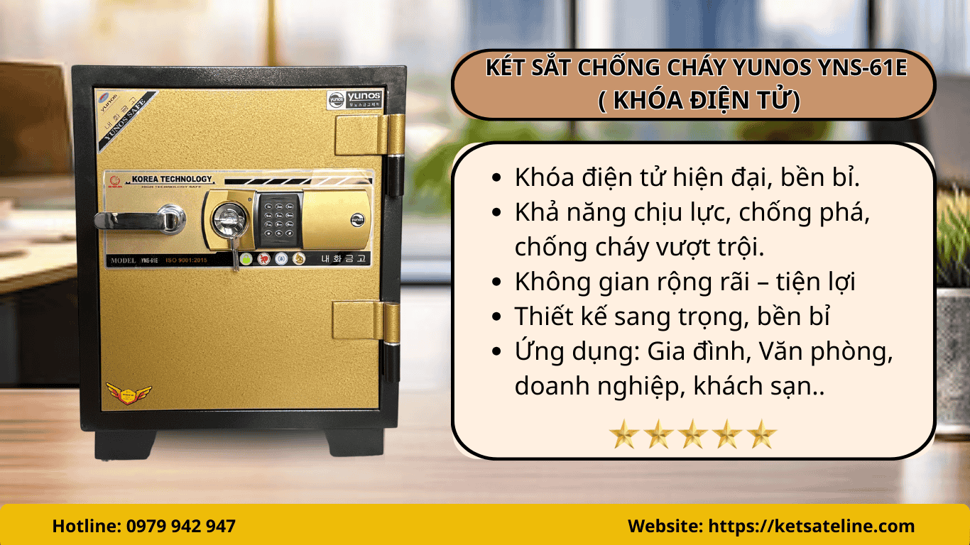 Két sắt chống cháy YUNOS YNS-61E  ( KHÓA ĐIỆN TỬ)