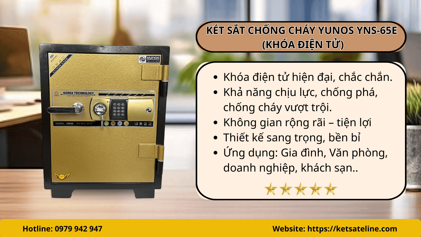Két sắt chống cháy YUNOS YNS-65E  (KHÓA ĐIỆN TỬ)