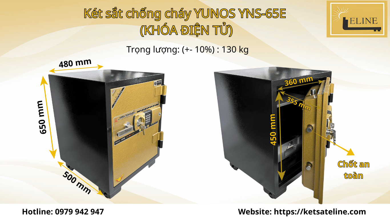 Két sắt chống cháy YUNOS YNS-65E  (KHÓA ĐIỆN TỬ)