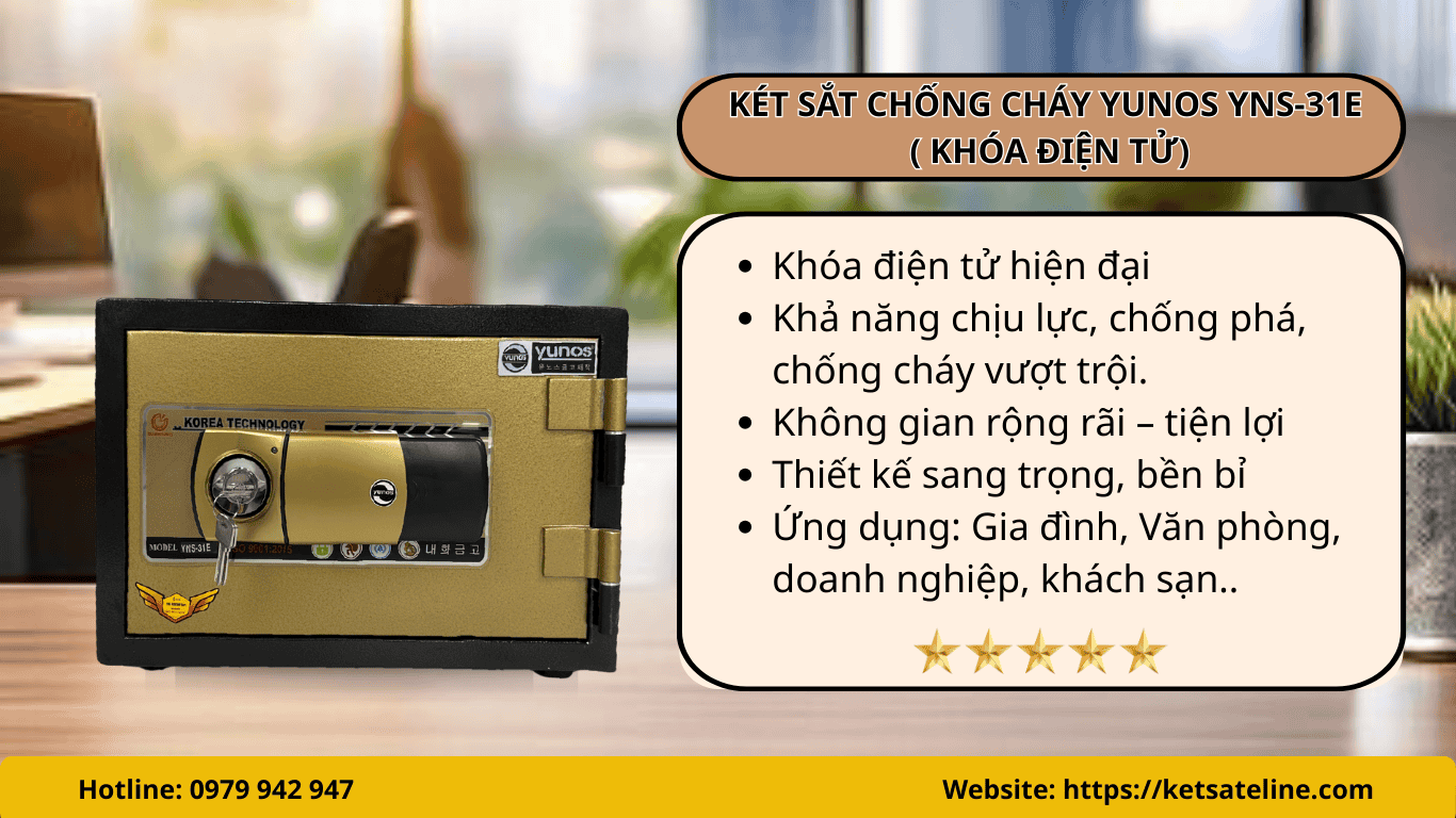 Két sắt chống cháy Yunos YNS-31E  ( KHÓA ĐIỆN TỬ)
