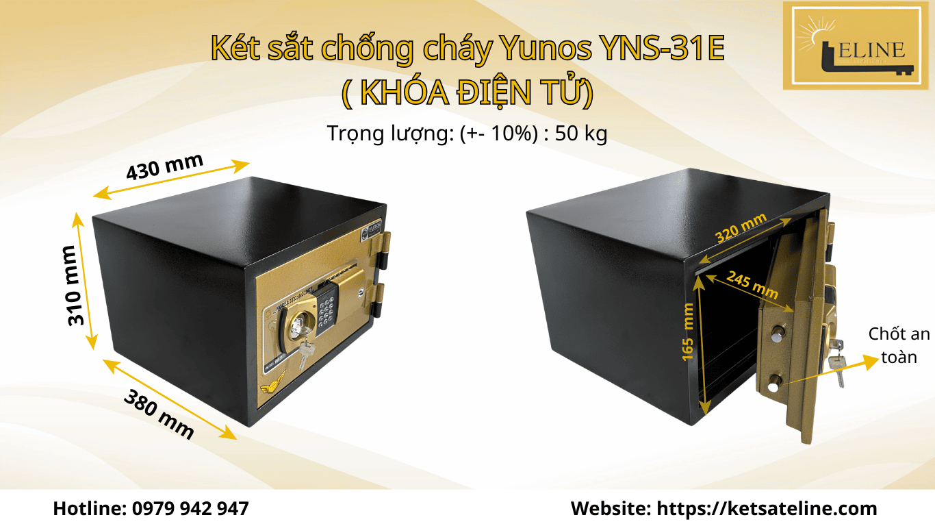 Két sắt chống cháy Yunos YNS-31E  ( KHÓA ĐIỆN TỬ)