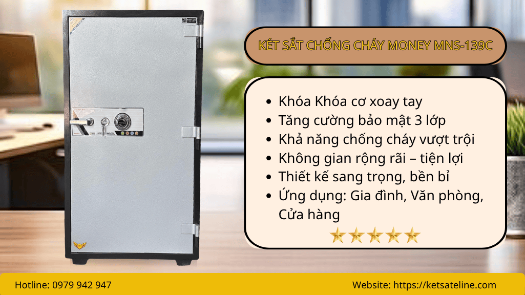 Két sắt chống cháy MONEY MNS-139C ( KHÓA CƠ)