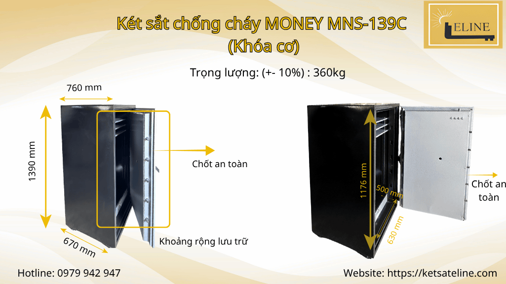 Két sắt chống cháy MONEY MNS-139C ( KHÓA CƠ)