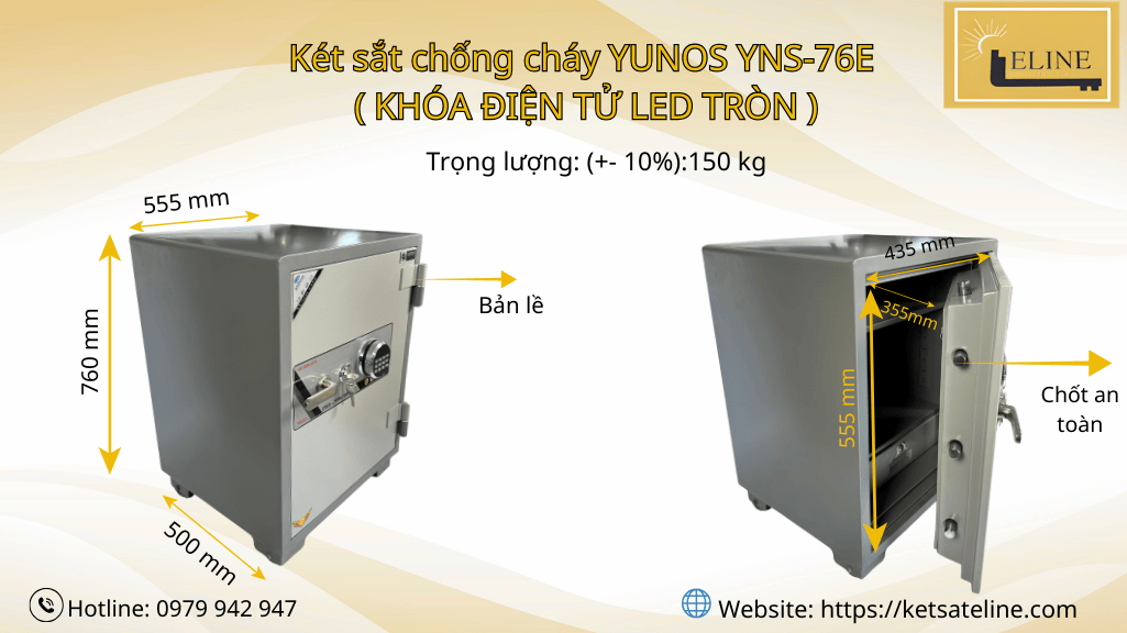 Két sắt chống cháy YUNOS YNS-76E (Khóa điện tử LED tròn)