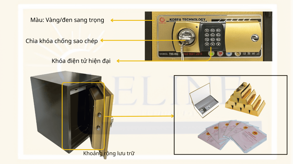 Két sắt chống cháy YUNOS YNS-49E ( KHÓA ĐIỆN TỬ )