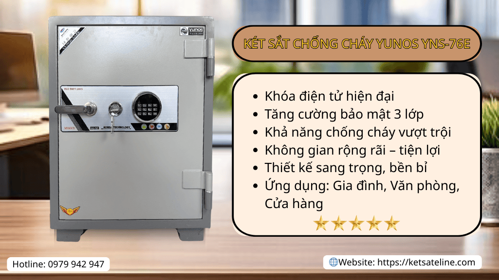 Két sắt chống cháy YUNOS YNS-76E (Khóa điện tử LED tròn)